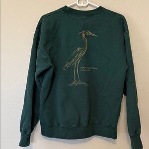 Vintage Green Heron Print Men's Sweater